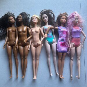 Barbie Doll Lot of 6 – Mixed Outfits, Vintage & Modern Styles